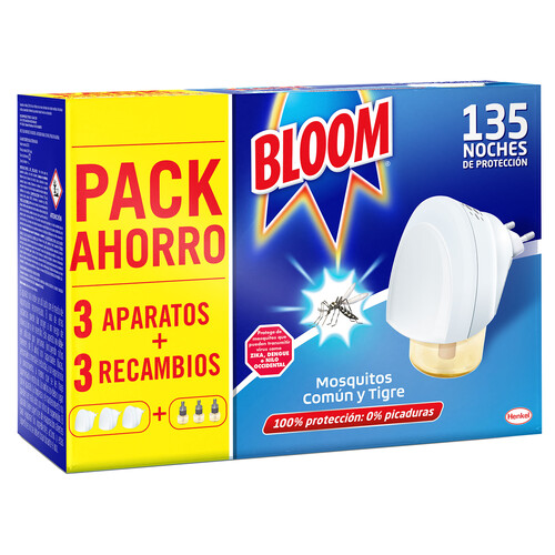 BLOOM Antimosquitos eléctrico 3 aparatos + 3 recambios BLOOM