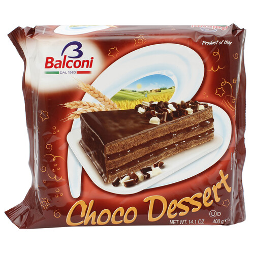 Pastel con cobertura y relleno de chocolate BALCONI 400 g.