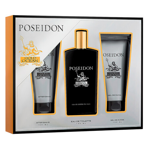 POSEIDON Gold ocean Estuche regalo para hombre con colonia, gel y after shave.