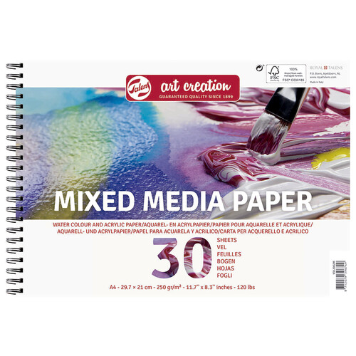 Cuaderno mixed media formato A4 30 hojas, 250gr, ART CREATION.