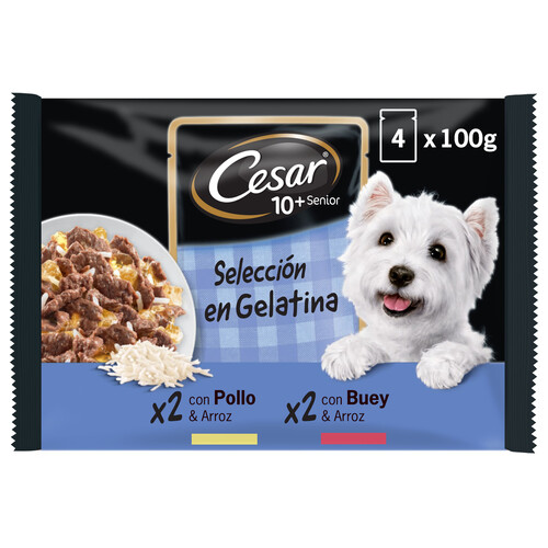 CESAR Comida para perros a base buey, pollo y arroz CESAR 4 uds. x 100 g.