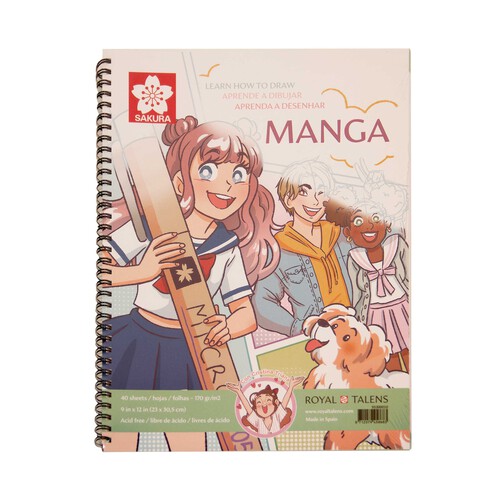 Bloc de dibujo 40 hojas Aprende a dibujar manga, SAKURA.