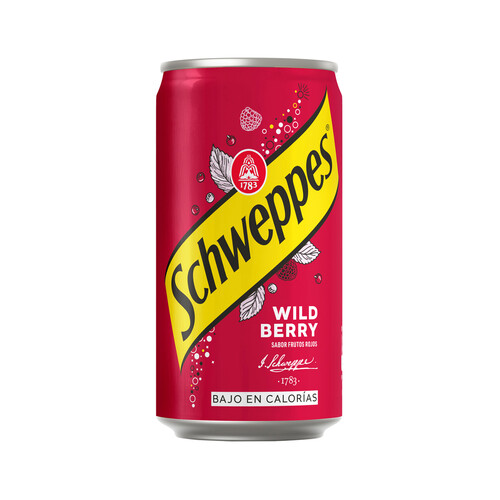 SCHWEPPES Wild berry Refresco sabor a frutos rojos en lata, 25 cl.