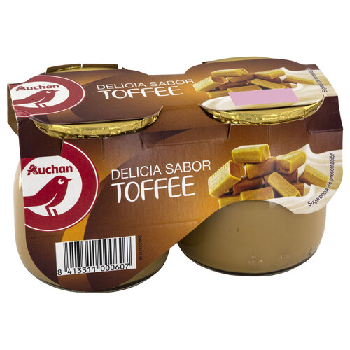 AUCHAN Postre lácteo con sabor a toffee 2 x 135 g. Producto Alcampo