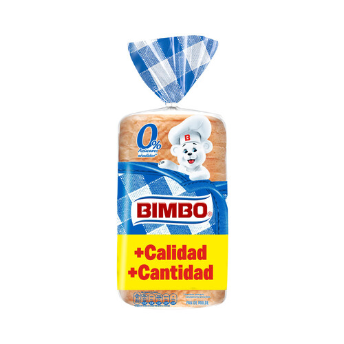BIMBO Pan de molde blanco con corteza, sin azúcares añadidos 430 g.
