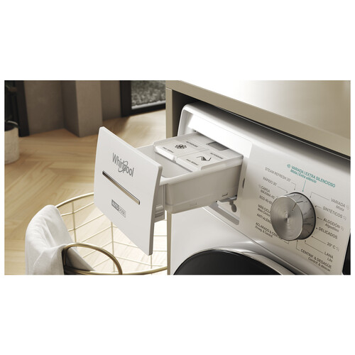 Lavadora WHIRLPOOL W8 89AD SILENCE SPT 8KG, color blanco, clasificación energética: A, 1400RPM, H: 84,5cm, A: 59,9cm, F: 60,7cm.