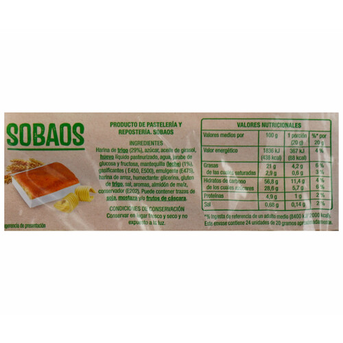 PRODUCTO ALCAMPO Sobaos individuales 24 uds. 480 g.