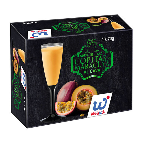 NORDWIK Copitas de sorbete helado de maracuya al cava 4 x 70 g. 