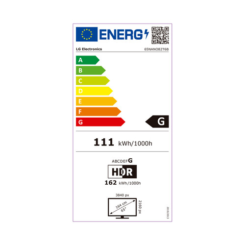 Televisión 165,1cm (65) LG NANOCELL 65NANO82T, 4K, HDMI, 2USB, SMART TV, color negro.