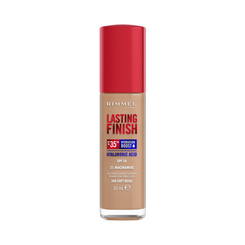 RIMMEL Lasting finish 35 hour foundation  Tono 200 Soft beige Base de maquillaje hidratante y de larga duración. 