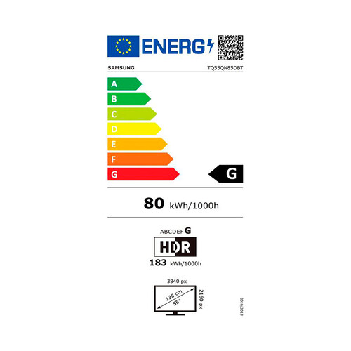 Televisión 139,7 cm (55) NEOQLED-MINILED SAMSUNG QN85 con inteligencia artificial, 4K, Ultra HD, Smart TV, HDR, HDR10+, WIFI, Bluetooth, HDMI, USB. 