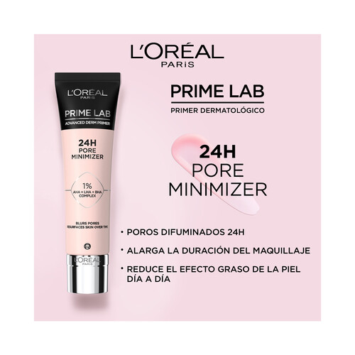 L´ORÉAL PARIS Prime lab 24h pore minimizer  Dermocosmético que difumina lo poros, alargando la duración del maquillaje.