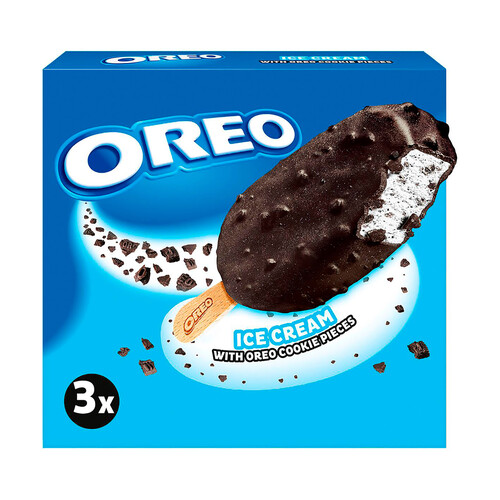 OREO Bombón helado de vainilla con trozos de galletas al cacao 3 x 90 ml.