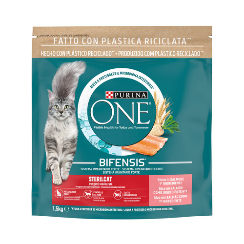 PURINA ONE Pienso para gatos esterilizados a base de salmón PURINA ONE 1,5 kg.