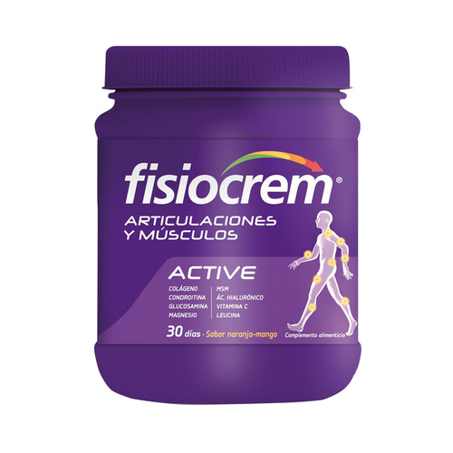 FISIOCREM Colágneo con magnesio y vitamina C, de fácil disolución y sabor naranja FISIOCREM Active 480 g.