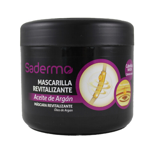 SADERMO Mascarilla revitalizante con aceite de Argán para cabellos secos SADERMO 500 ml.