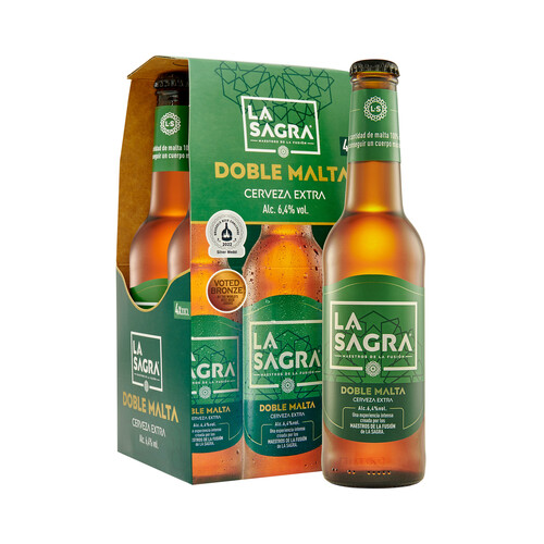 LA SAGRA Cerveza doble malta pack 4 x 33 cl. 