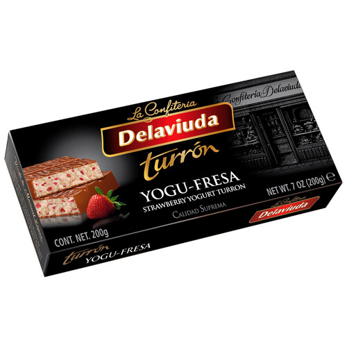 DELAVIUDA Turrón praliné yogur-fresa 200 g.