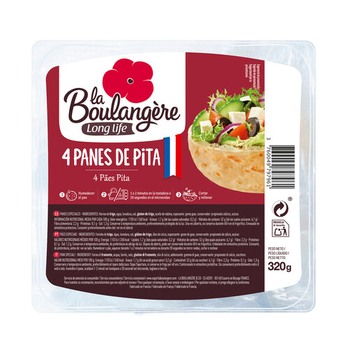 PAN ORIENT Panes pita Pack 4 uds. 320 g.