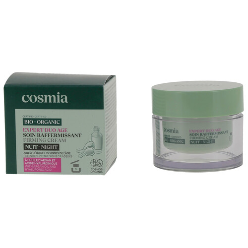 COSMIA Bio expert duo age Crema facial de noche con acción reafirmante, con aceite de argán y ácido Hialurónico 50 ml.