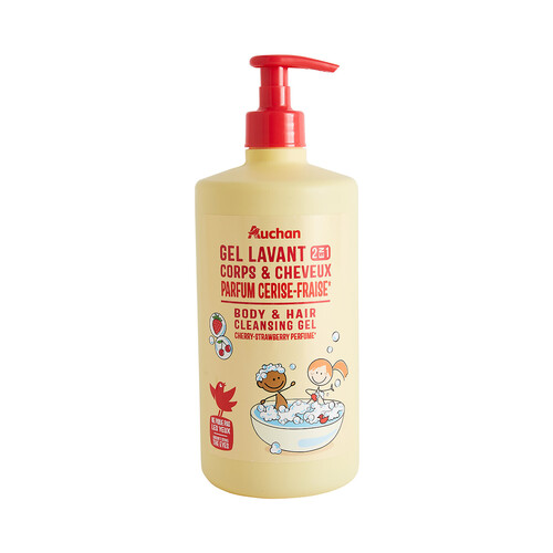 PRODUCTO ALCAMPO Gel y champú infantil, con aroma a cereza y fresa 750 ml.