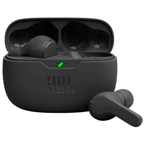 Auriculares Bluetooth intrauricular JBL WAVE BEAM con estuche de carga, hasta 32 horas de autonomía, color negro.