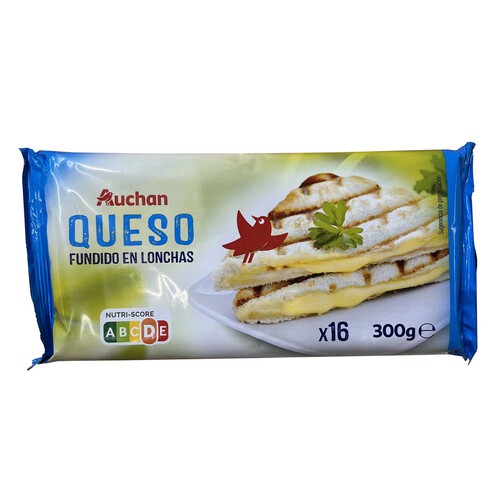 AUCHAN Queso fundido en lonchas 16 uds. 300 g. Producto Alcampo