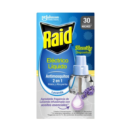 RAID Recambio antimosquitos enchufable olor lavanda RAID 30 noches.