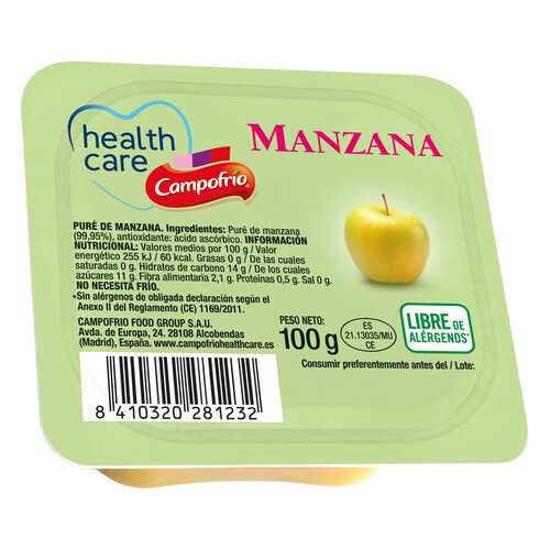 CAMPOFRÍO Healthcare Puré de manzana 100 g.