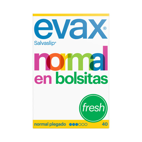 EVAX Salvaslips normal, perfumados, plegados y en bolsitas EVAX Fresh 40 uds.