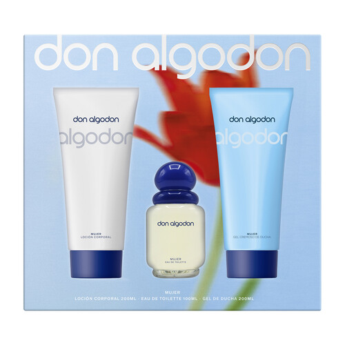 DON ALGODÓN Estuche para mujer con colonia, loción corporal y gel.