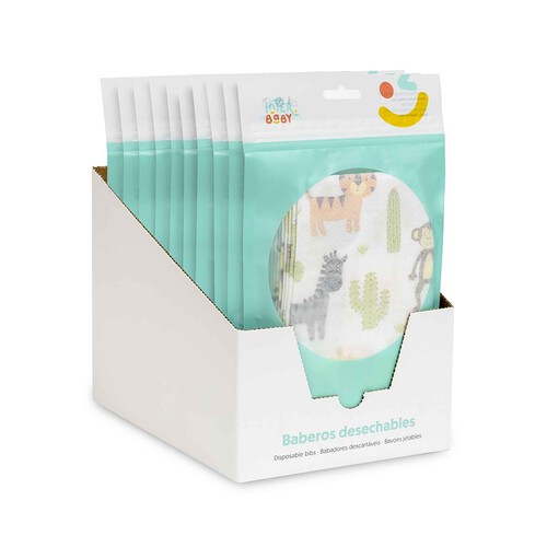 Pack de 10 baberos desechables e impermeables, INTERBABY.