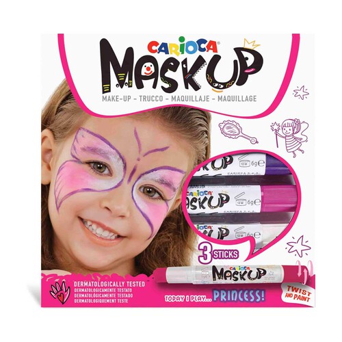 Pinturas de cara Mask Up caja 3 Princess 4. Pintura lavable para la piel. Maquillaje Ideal para Navidad, Halloween, Carnaval y Fiestas.