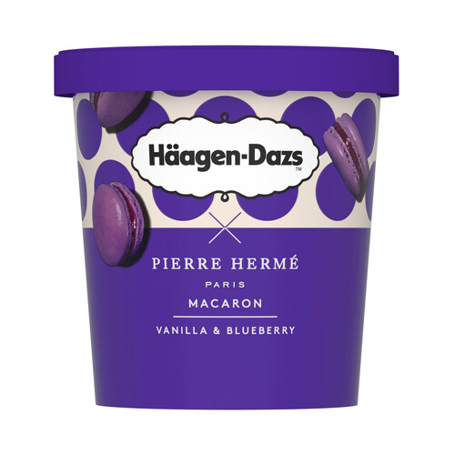 HÄAGEN-DAZS Pierre hermé Tarrina de helado de vainilla y arándanos con trocitos de macarons 420 ml.