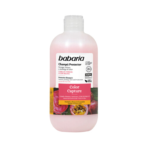 BABARIA Color capture Champú hidratante y prolongador del color, para cabellos teñidos o con mechas 500 ml.