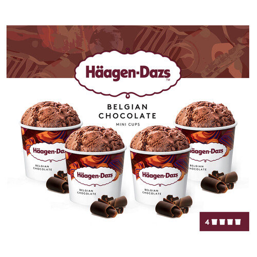 HÄAGEN-DAZS Chocolate collection Mini tarrinas de helado de diferentes chocolates 4 x 95 ml.