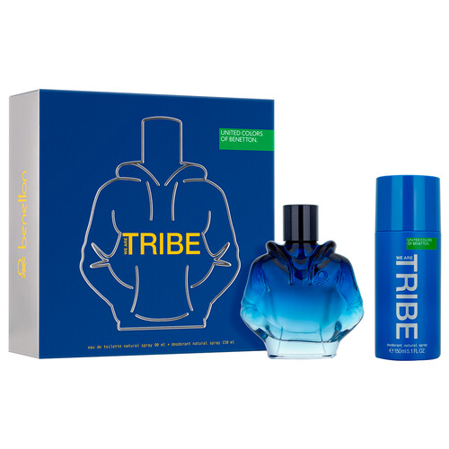 UNITED COLOR OF BENETTON We are tribe Estuche para hombre con colonia y desodorante.