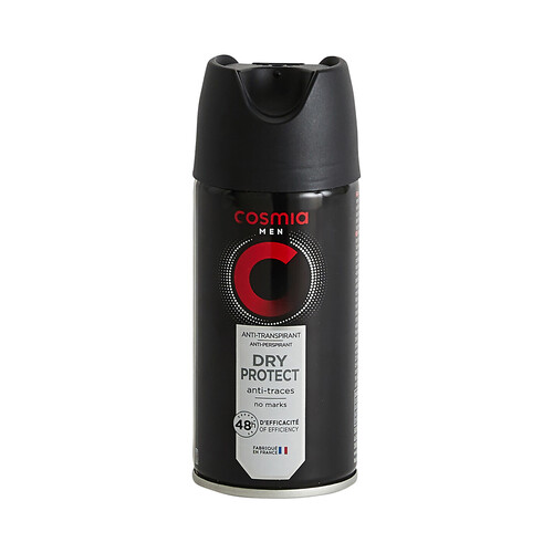 COSMIA Men dry protect Desodorante en spray para hombre con protección anti-transpirante hasta 48 horas 150 ml.