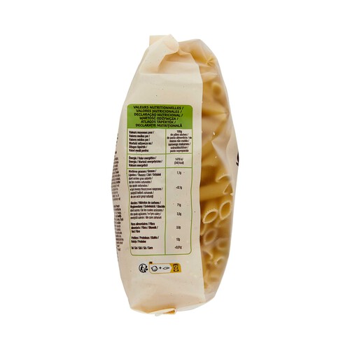 PRODUCTO ALCAMPO Macarrones (Penne) de calidad superior procedentes de agricultura ecológica 500 g.