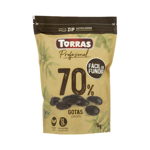 TORRAS Cobertura de chocolate con un 70% Cacao 1 kg.