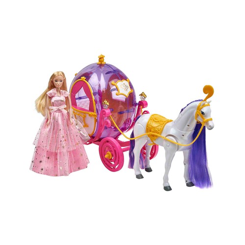 Carroza Princesa Con Muñeca y Caballo Caminante ONE TWO FUN ALCAMPO