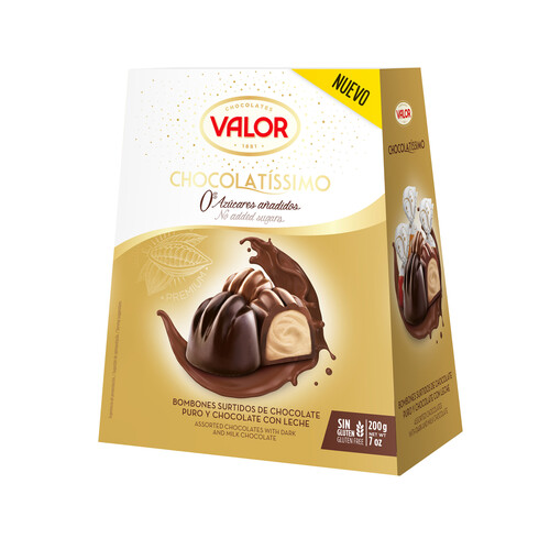 Bombones de chocolate puro y chocolate con leche VALOR CHOCOLATÍSSIMO 200 g.