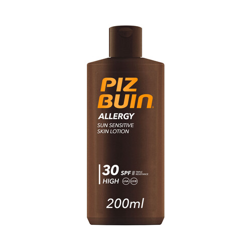 PIZ BUIN Protector solar en loción con FPS 30 (alto), especial pieles sensibles al sol PIZ BUIN Allergy 200 ml.