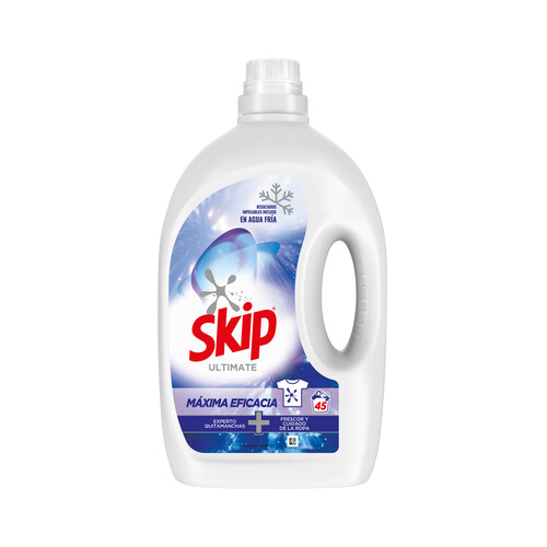 SKIP Ultimate Detergente líquido con acción antimanchas incluso en agua fría 45 ds.