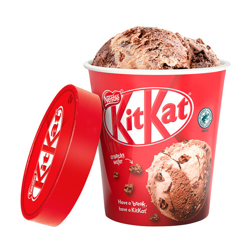 KIT KAT Tarrina de helado de chocolate y galletas con trozos de galletas recubiertas de chocolate con leche 480 ml.