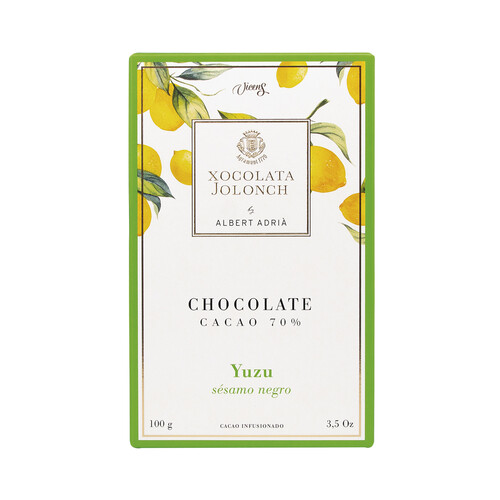 VICENS Chocolate negro 70% con yuzu y sésamo negro 100 g.