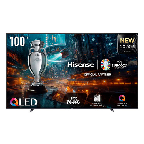 Televisión 254cm (100) QLED PRO HISENSE 100E7NQ, Gaming, 4K, VIDAA, WIFI, color negro.