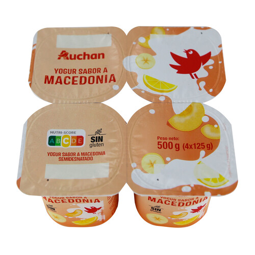 AUCHAN Yogur sabor a macedonia 4 x 125 g Producto Alcampo.