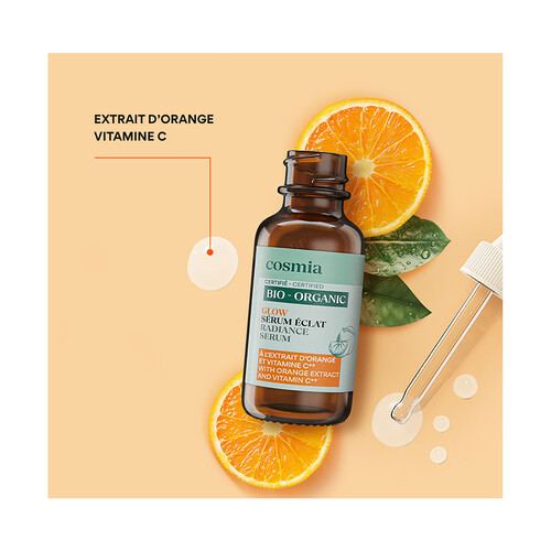 COSMIA Bio Sérum facial iluminador con extracto de naranja y vitamina C 30 ml.