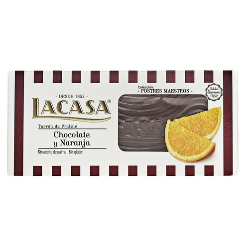 LACASA Turrón de chocolate y naranja 225 g.